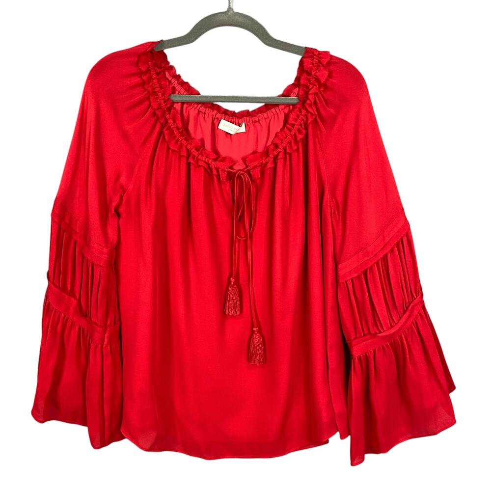 Ramy Brook 100% Silk Red Top Size Medium